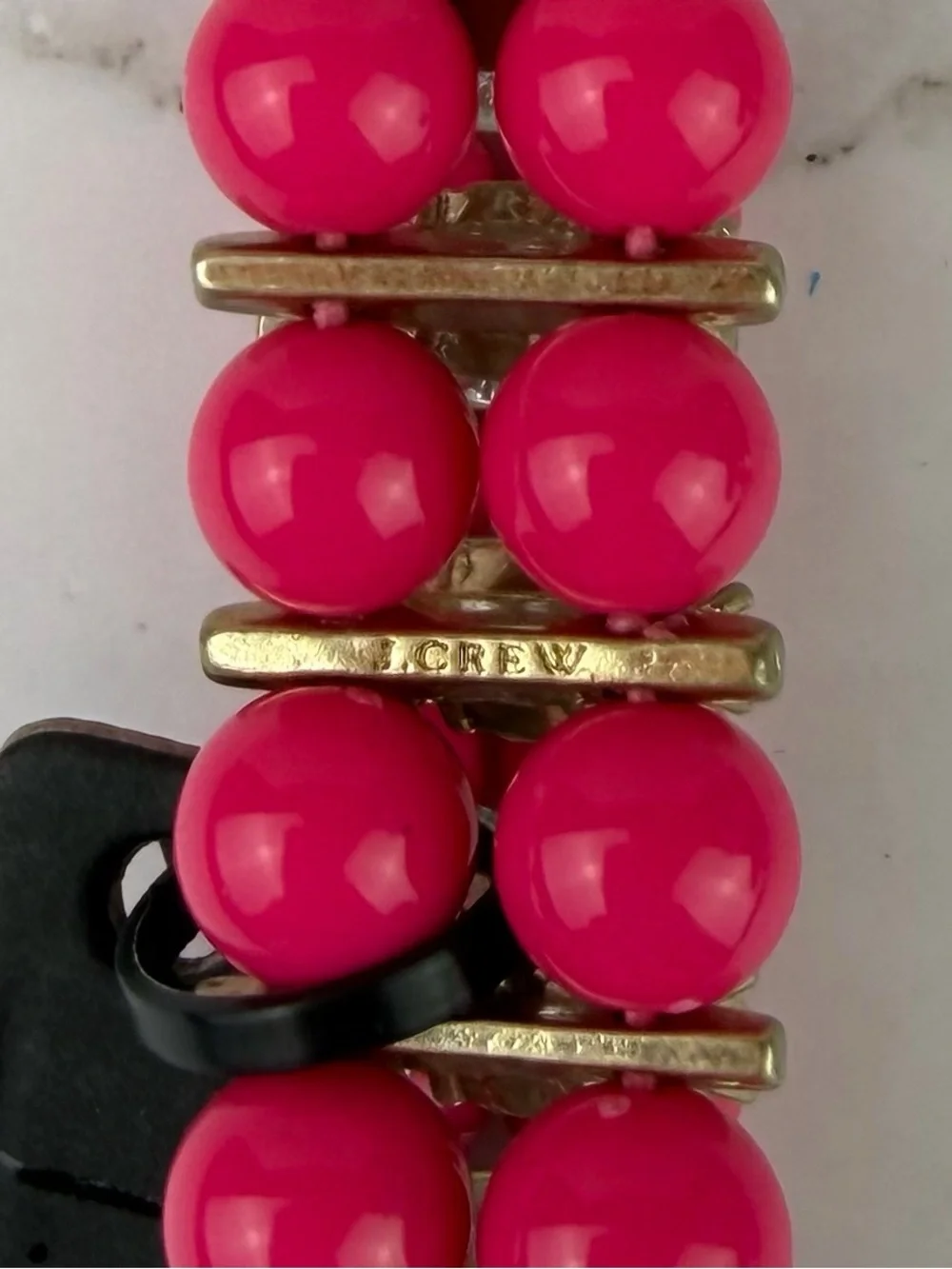 J Crew Hot Pink Beaded & Crystal Accent Stretch Bracelet - NWT